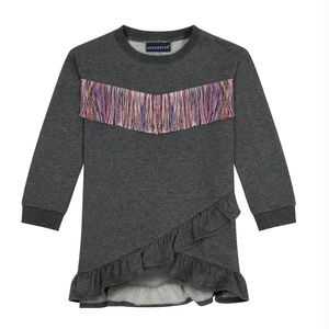 Andy & Evan gray girls fringe dress - size 3T